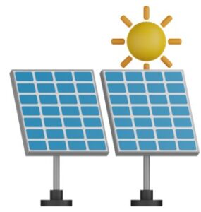 2 solar panels with sun aboe.